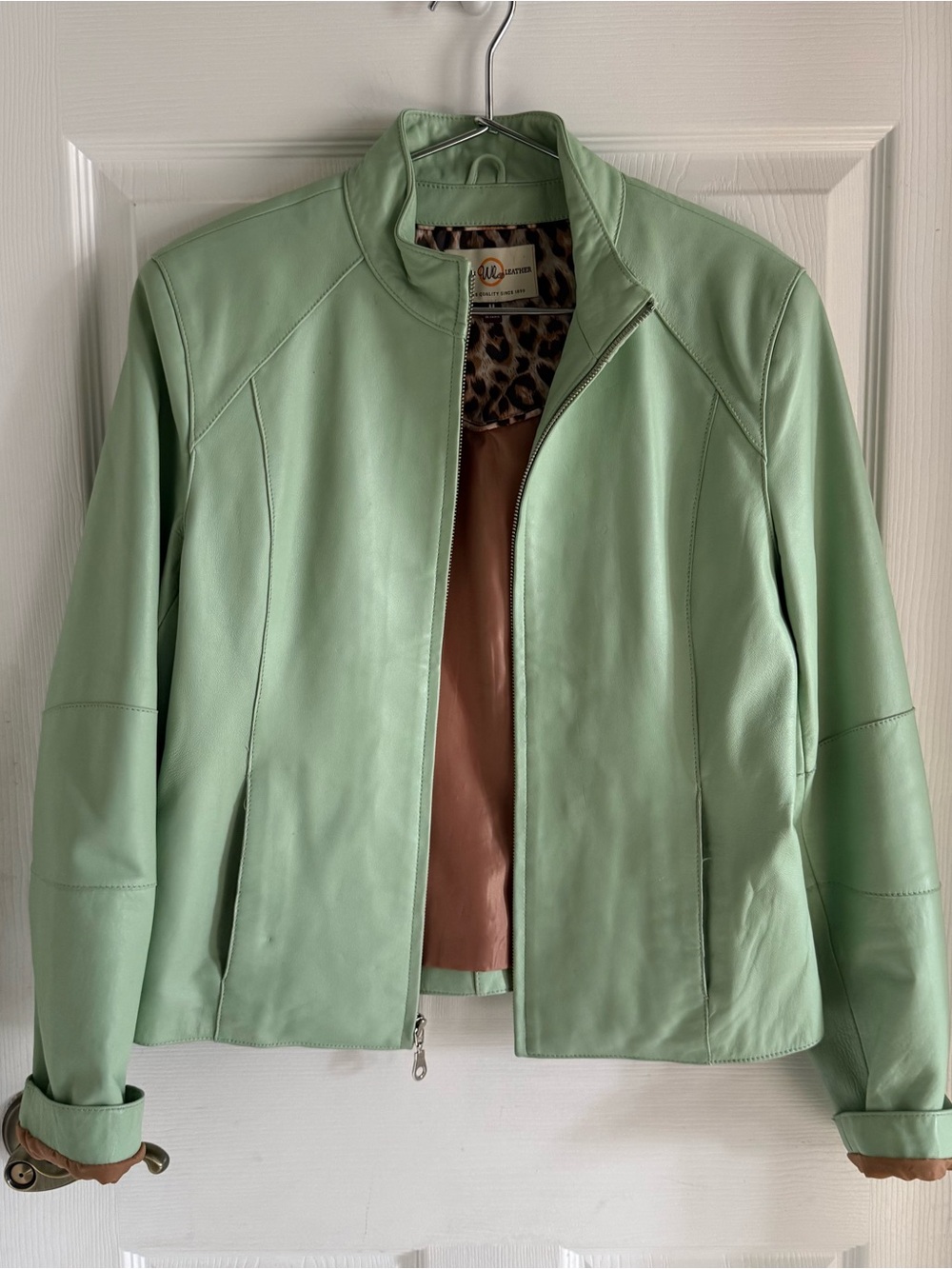 Vintage Wilson’s Leather Mint Green Jacket - Picture 6 of 11